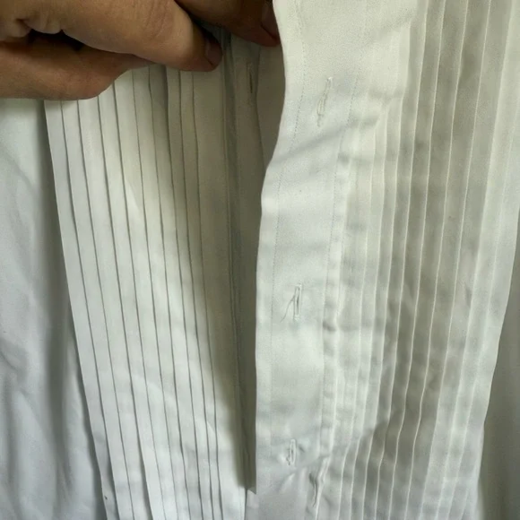 Men’s 16-33 Filo A Mana Tom James Pleated Long Sleeve Formal Dress Shirt - Picture 3 of 8